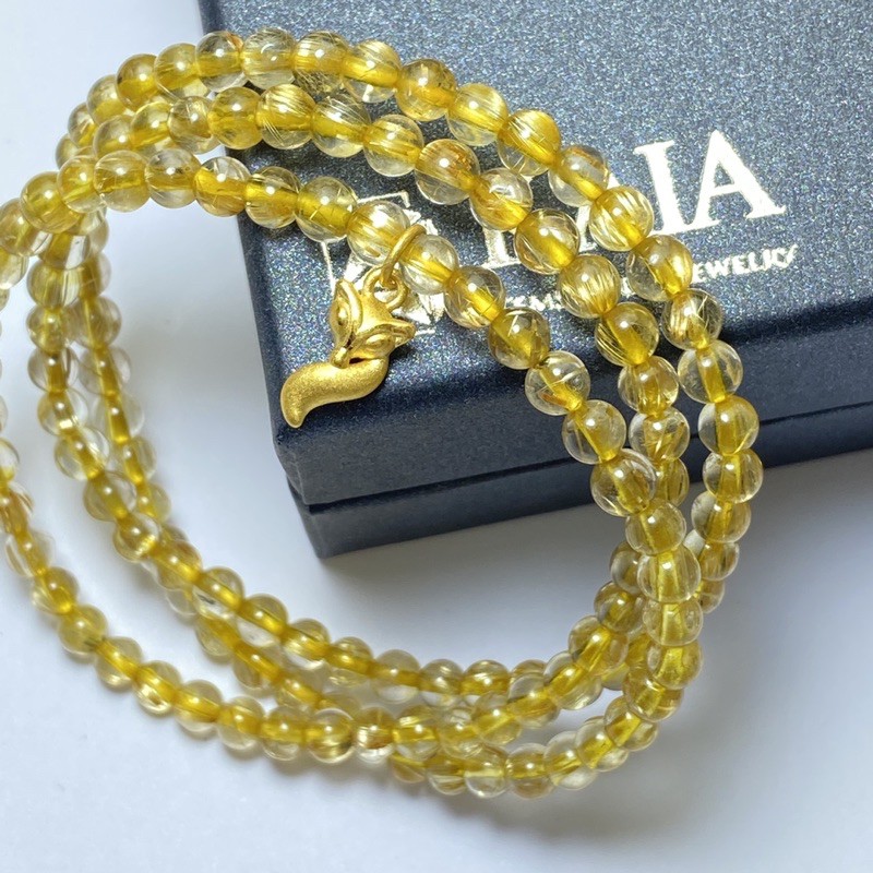 Vòng tay phong thủy tóc vàng mix tỳ hưu 24k - KAIA