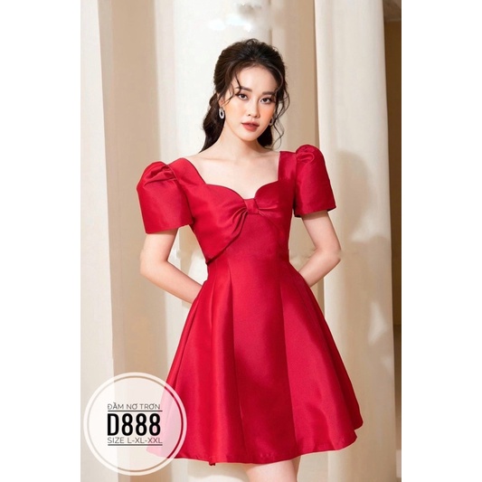 Bigsize Đầm nơ trơn D888