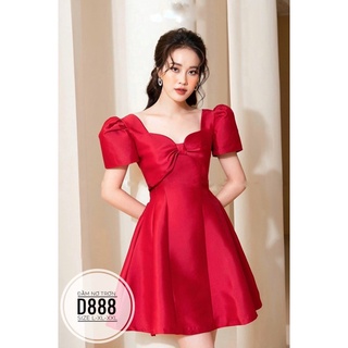 Bigsize Đầm nơ trơn D888