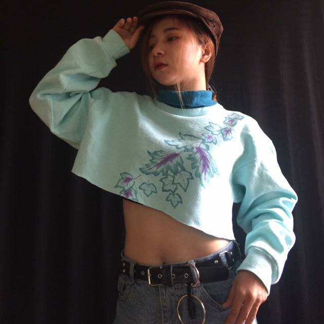 Áo sweater croptop tay dài #100k