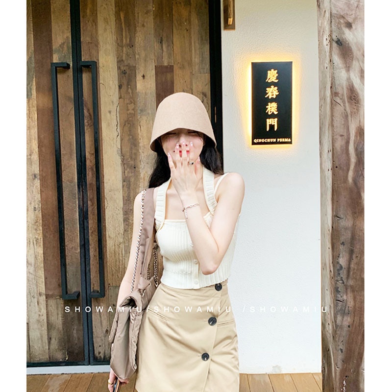MS630 Áo kiể nữ hai dây cổ yếm đính cúc
