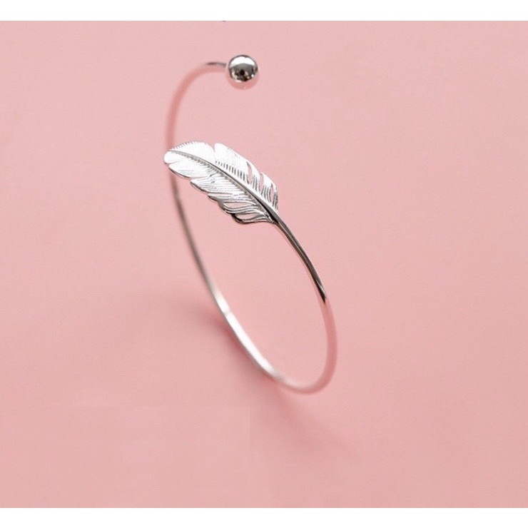 Lắc tay lông vũ chuẩn bạc ta trắng sáng dạng hở dễ đeo - Kho sỉ bạc Nhất Linh