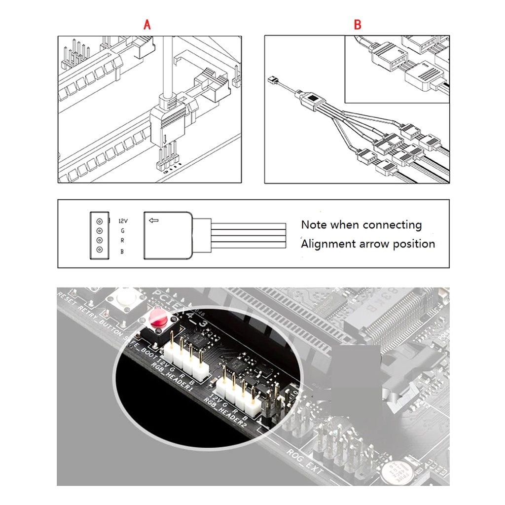 Cáp chia cổng 4 Pin Cho dây đèn led RGB 3528 5050