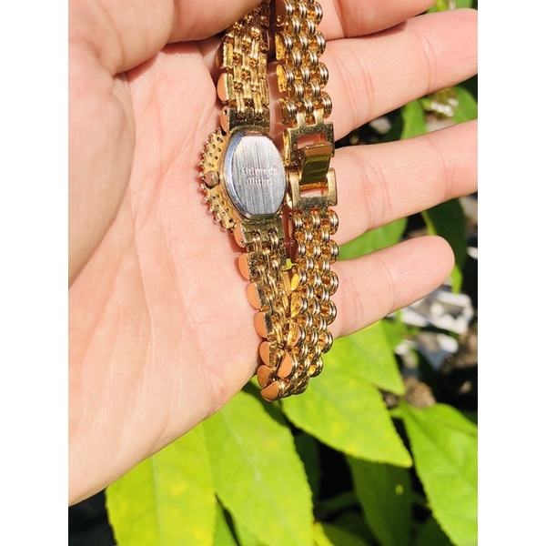 ⌚⌚-  Đồng hồ dây kim loại nữ mặt hoa đính đá hiệu Helene de Michel máy thuỵ sỹ đẹp độc đáo