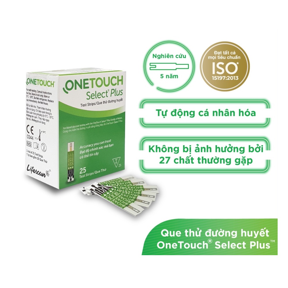 Que thử đường huyết OneTouch Select Plus 25 que/hộp