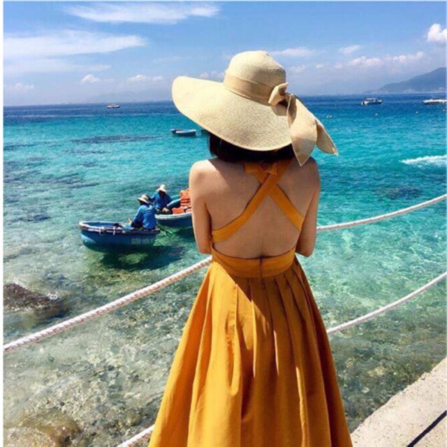 Đầm Maxi Dài Hở Lưng Đan Chéo Sang Chảnh/ Không turban | BigBuy360 - bigbuy360.vn