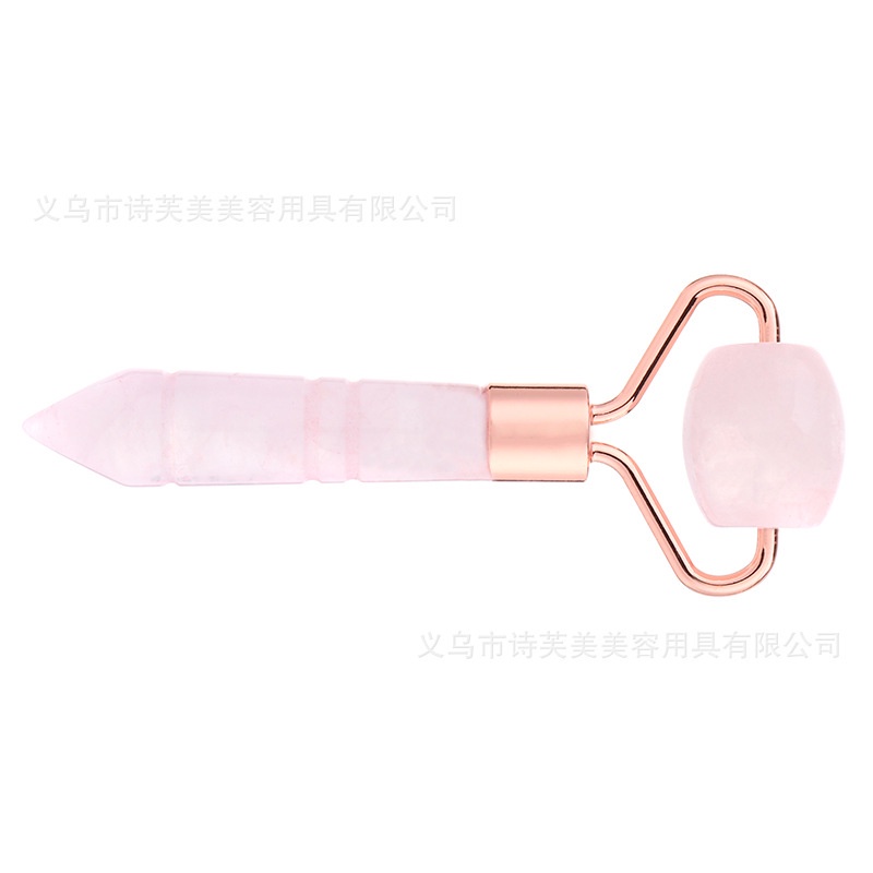 Cây lăn massage da mặt bằng đá thạch anh màu hồng