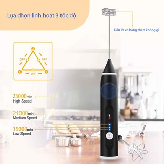 Cây Đánh Bọt Cà Phê Tự Động, Sạc USB/ Cây Đánh Bọt 2 Đầu