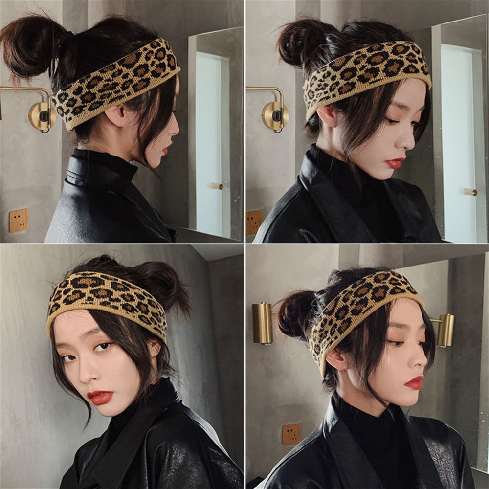 Băng Đô Bản Rộng In Họa Tiết Da Báo Thời Trang Hàn Quốc Cổ Điển Cho Nữ