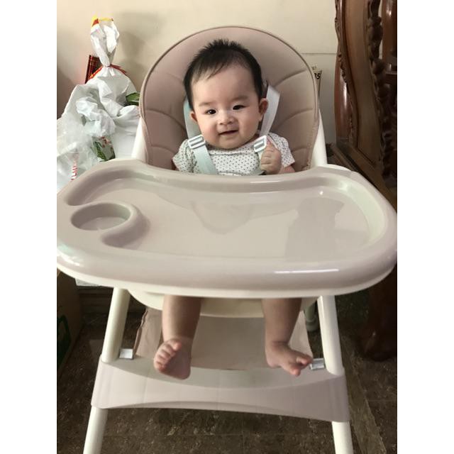 Ghế ăn dặm không bánh xe 9Baby cao cấp điều chỉnh độ cao cho bé màu nâu