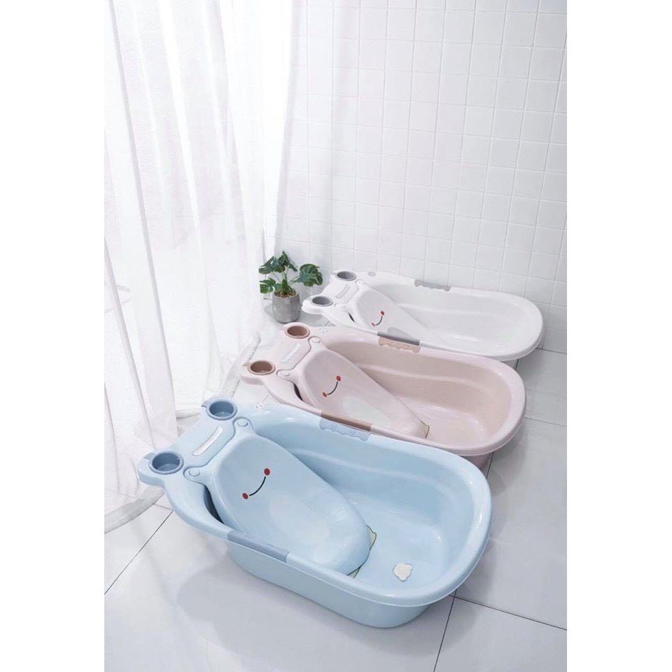 Chậu Tắm Ếch Cho Bé - Thau Tắm Bé Sơ Sinh Loại To Kèm Tựa Lưng Nhựa Cho Trẻ Em có tấm dựa lưng 2in1