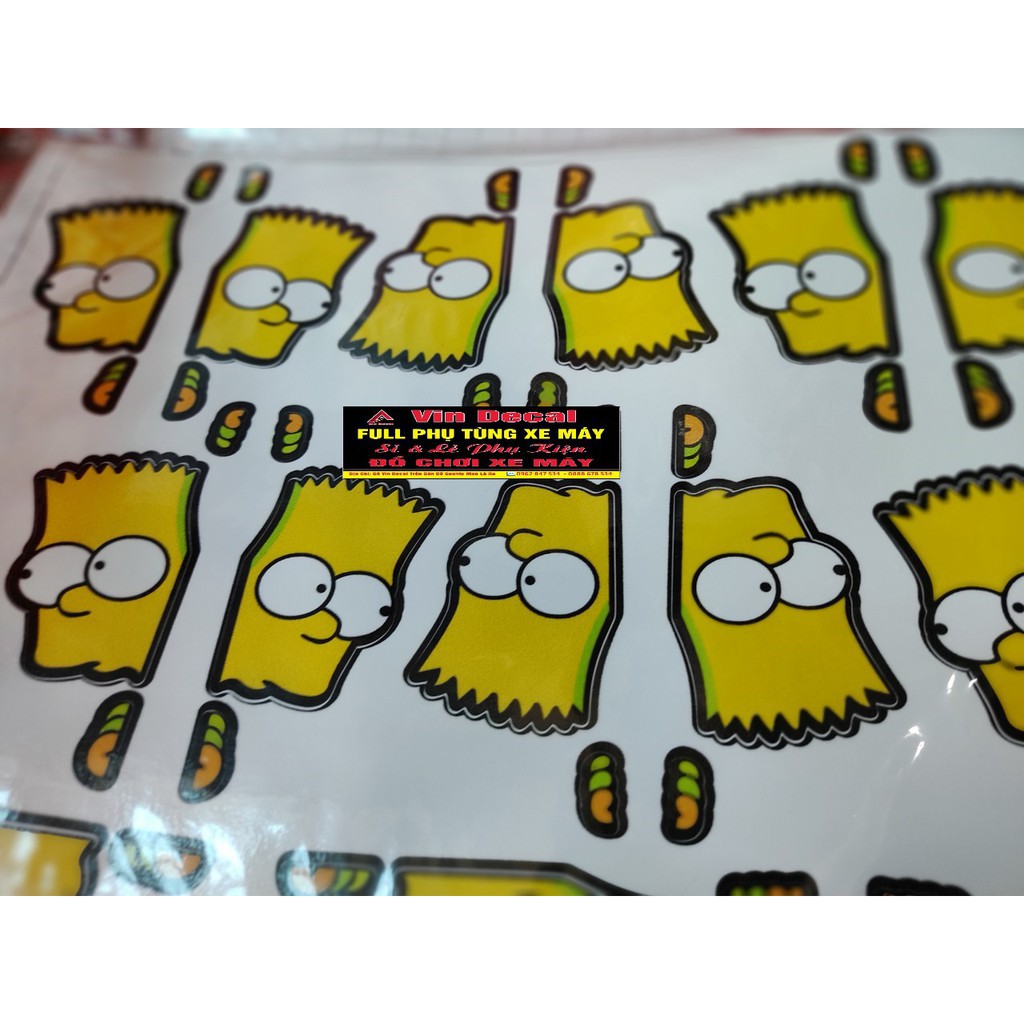 Tem Cậu Bé Vàng Simpson dán xe Tem Simpson lấp ló dán xe, điện thoại máy tính vv mủ bảo hiểm xe - dochoixemay