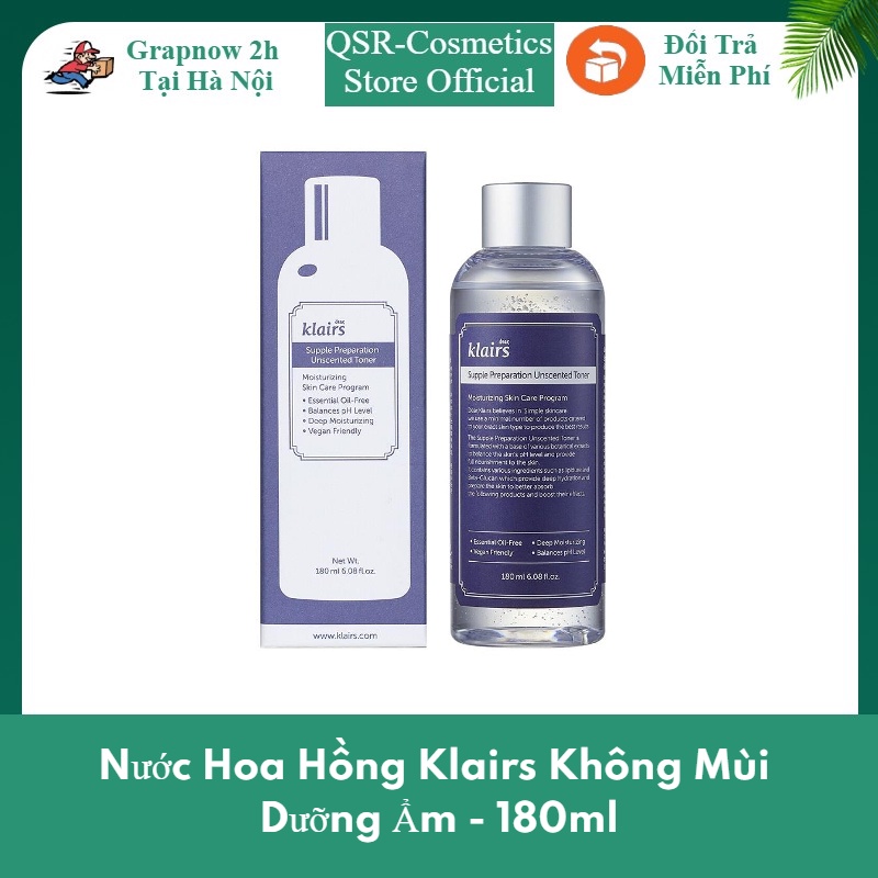Toner Klairs Supple Preparation Unscented - Nước Hoa Hồng Klairs Không Mùi Dưỡng Ẩm - 180ml