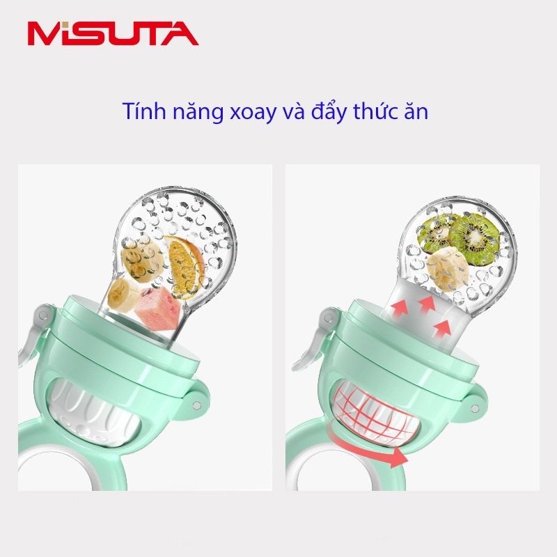 [3 Size núm] Túi nhai ăn dặm cho bé Misuta, ti nhai hoa quả không chứa BPA an toàn cho bé