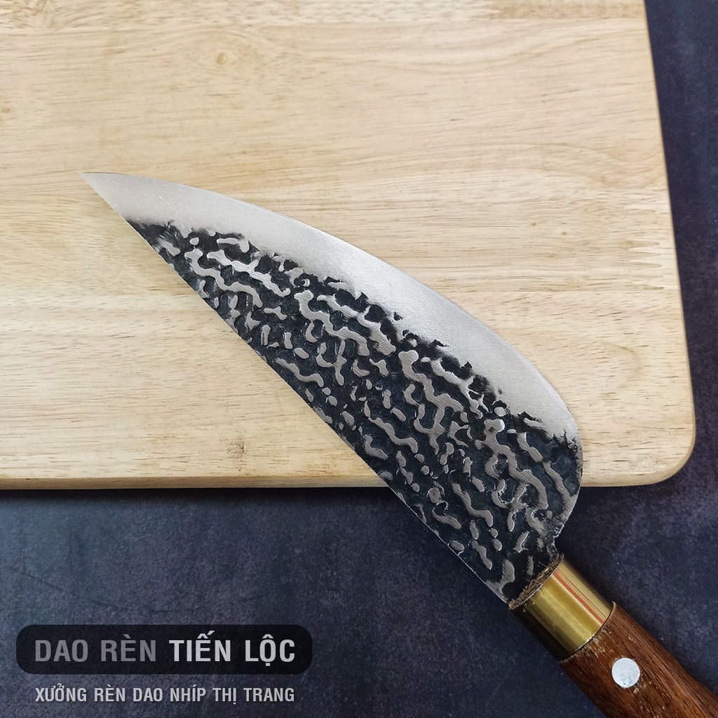 Dao Bầu Thép Nhíp Ô Tô Dập Vân 2 Mặt - Cán Gỗ Cẩm Chỉ Cao Cấp