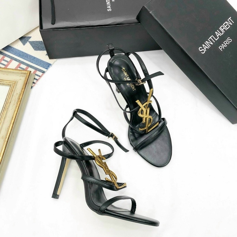 Sandal gót nhọn quai chữ vàng đồng fullbox