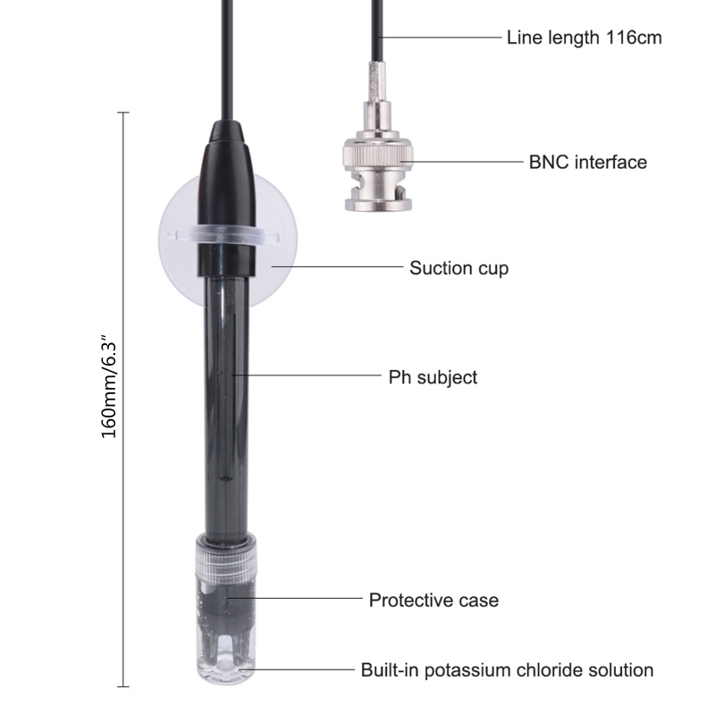 Đầu Dò Điện Cực BNC 0-14 pH Chuyên Dụng Cho Hệ Thống Thủy Canh / Bể Cá