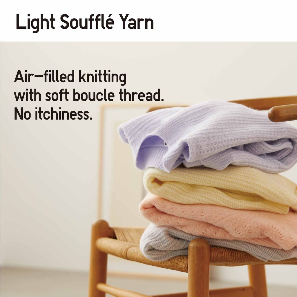 (UNIQLO Nhật chính hãng) Nữ- Áo Len Sợi Souffle Nhẹ Cổ 3 phân Dài Tay | BigBuy360 - bigbuy360.vn