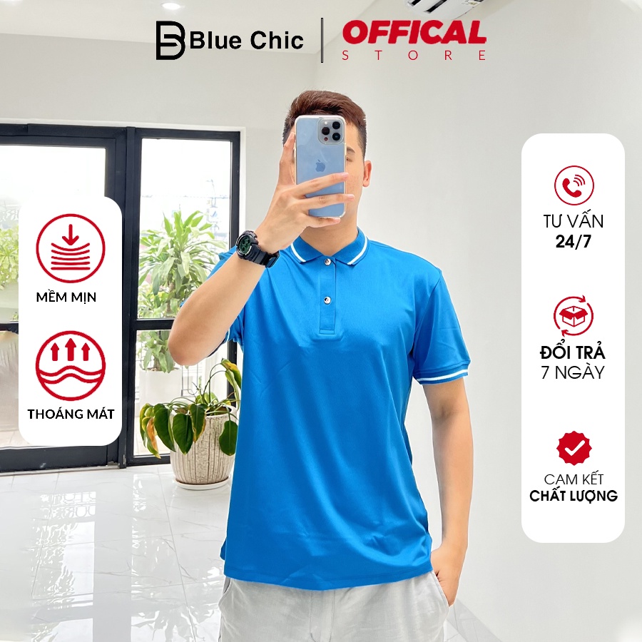 Áo Polo Nam Xanh BLUECHIC Cổ Bẻ Chất Liệu Poly Cá Sấu Cao Cấp Lịch Lãm NF015
