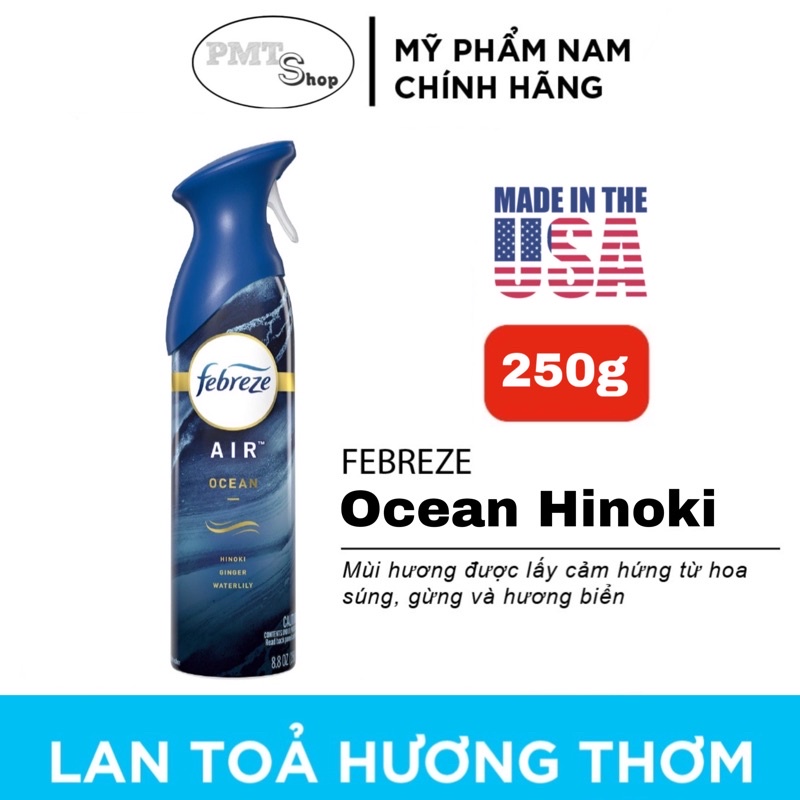 Chai xịt thơm phòng Febreze Air 250g Original Gain , Hawaiian Aloha , Ocean Hinoki Ginger Waterlily , Linen &amp; Sky