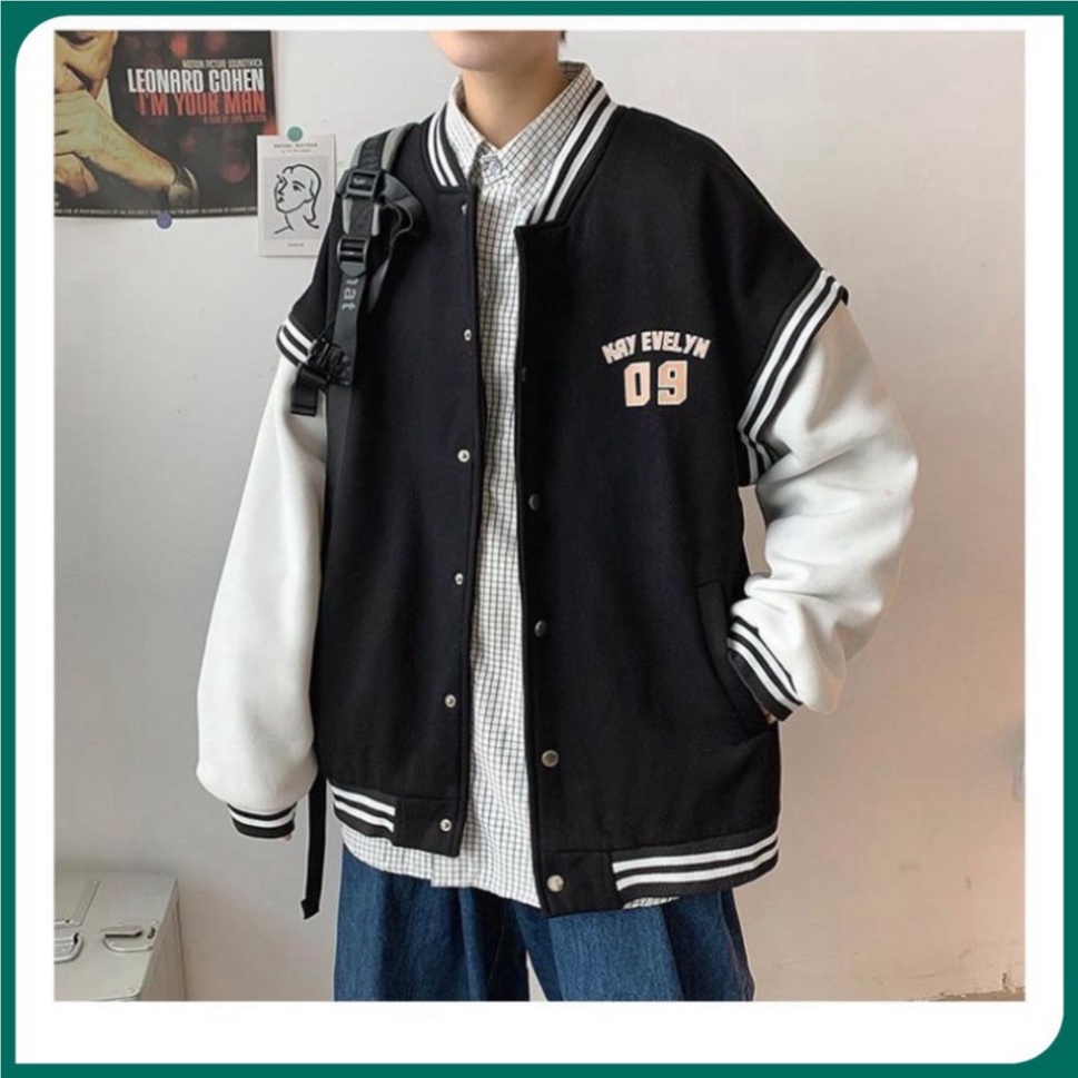 Áo bomber khoác 09 chất nỉ cao cấp, áo khoác bên ngoài bên phía ngoài nỉ phối tay trắng MB001