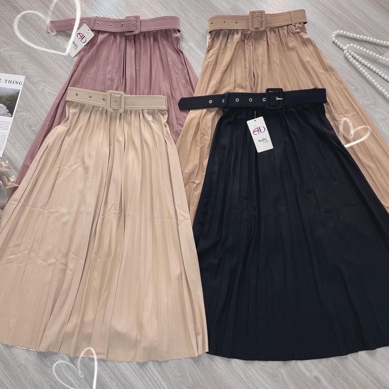 Chân váy maxi xếp li lưng bản thun (kèm ảnh thật) (NP)