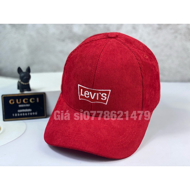 Mũ kết lưỡi nón kết vải nhung thêu lê vi cá tính unisex thời trang