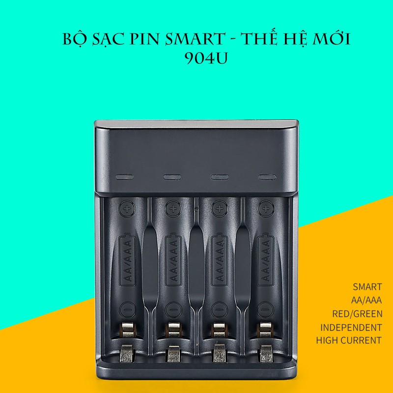 Bộ sạc nhanh pin tiểu AA AAA đa năng thông minh tự ngắt đầu cắm USB - chính hãng Bmax - 904U