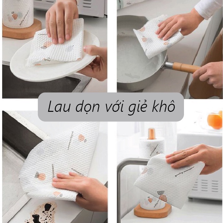 Giấy lau đa năng HUTICO 50 tờ, khăn lau đa năng, thấm dầu mỡ nhà bếp, có thể tại sử dụng