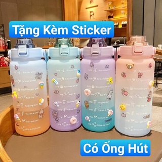 Bình Đựng Nước 2 Lít Vs 1 Lít Có Vạch Chia Mực Nước Và Thời Gian Uống