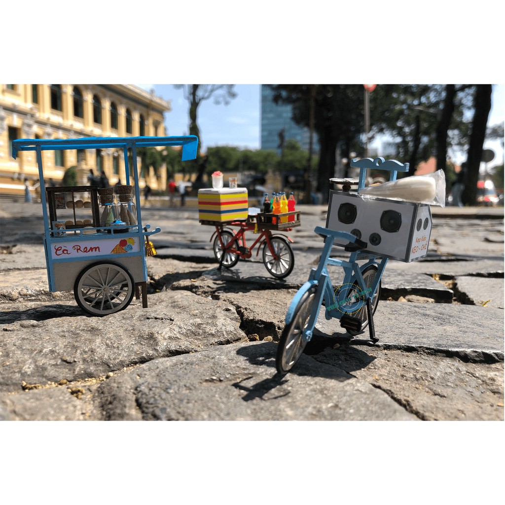 Mô hình gỗ lắp ráp DIY- Thế Giới Tí Hon- Hàng Rong- XE KEM - HR05