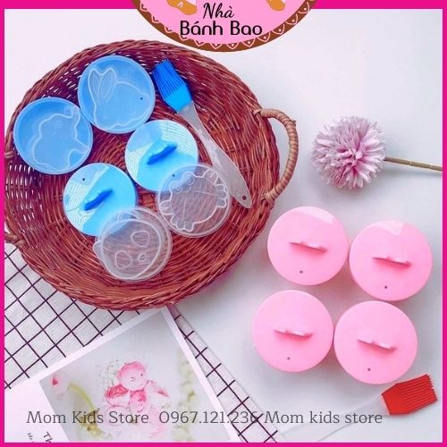 Khuôn Hấp Trứng, Làm Bánh Flan Hình Thú Đáng Yêu Cho Bé Ăn Dặm (Bộ 4 Khuôn Tặng chổi Phết Dầu) MOM KIDS STORE