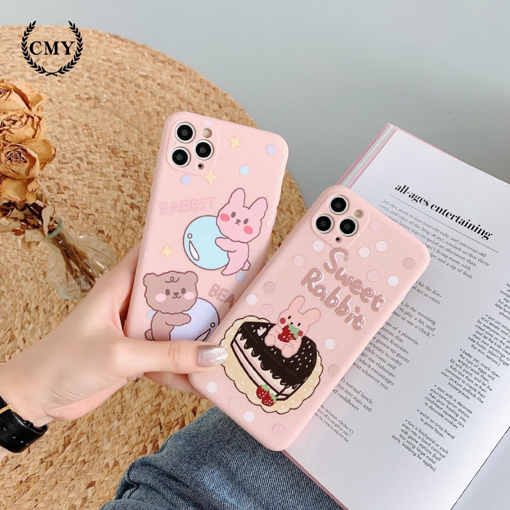 Ốp điện thoại in hình gấu và thỏ hoạt hình dễ thương cho iPhone 11/11Pro 11Pro Max X XR XS XS MAX 7 8 Plus SE | BigBuy360 - bigbuy360.vn
