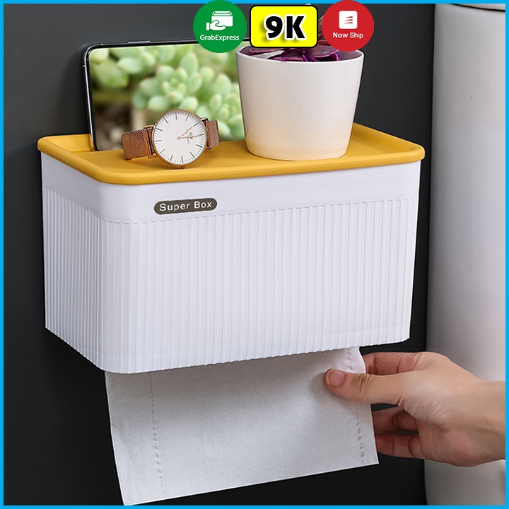 Hộp Kệ Đựng Giấy Vệ Sinh, Khăn Giấy Đa Năng SUPER BOX Có Khay Để Điện Thoại