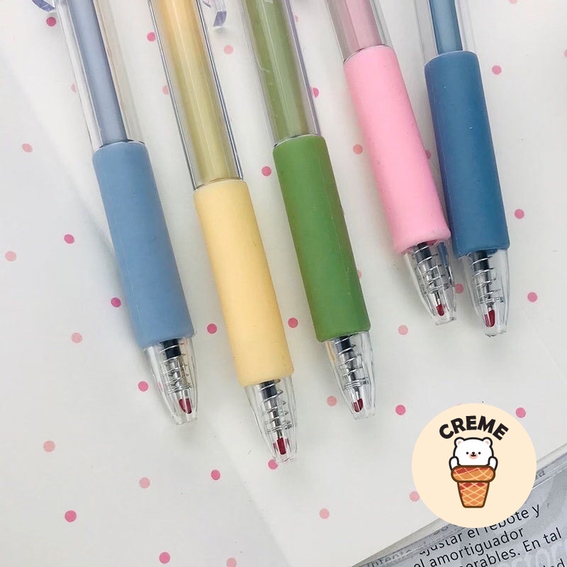 Bút gel bấm mực đen ngòi 0.5mm màu pastel xinh xắn để viết bài, viết bullet journal, take note