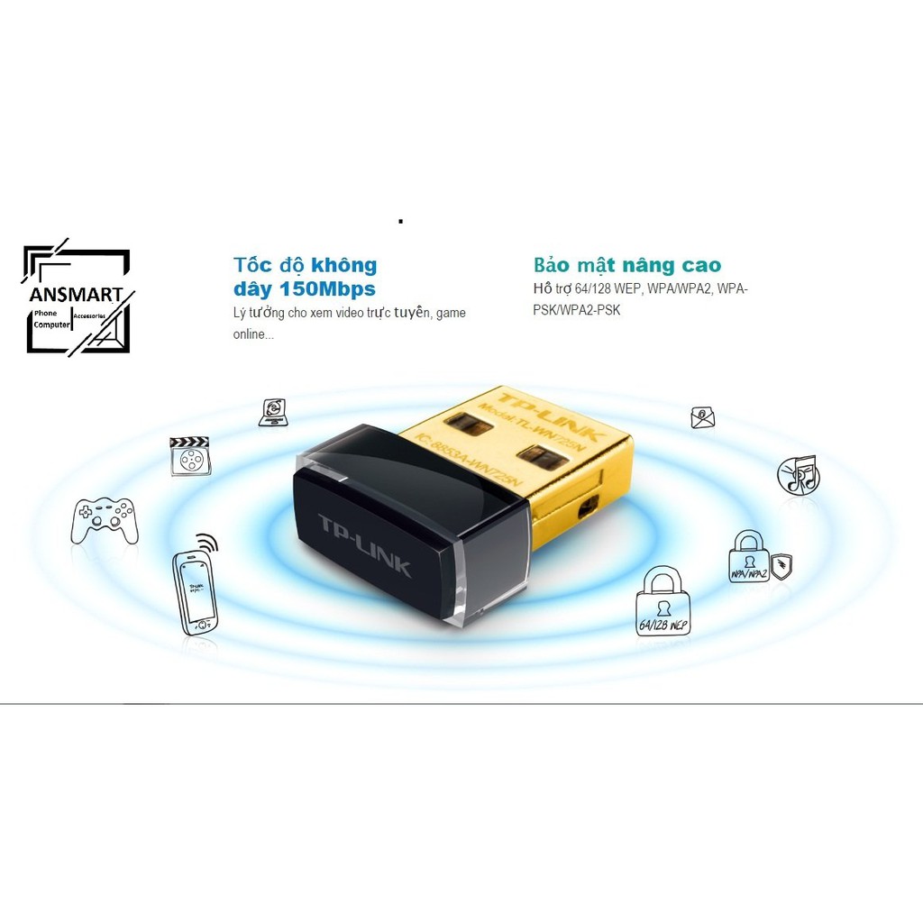 USB Wifi Thiết bị thu sóng wifi TP-LINK USB TL-WN 725N - 150MBPS Hàng chính hãng bảo hành 24 tháng | WebRaoVat - webraovat.net.vn