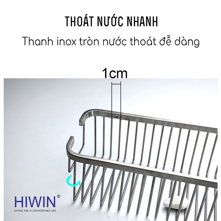 Kệ giỏ inox nhà tắm Inox 304 chống gỉ kích thước 375x125x88mm HIWIN Y-205