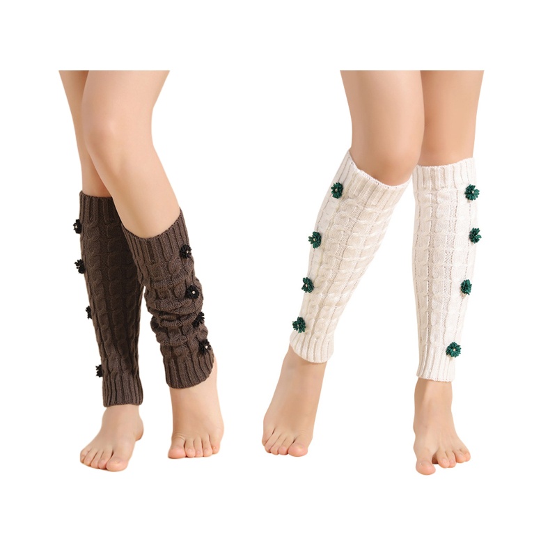 Youyo Vớ Dệt Kim Giữ Ấm Chân Dạng Xoắn Đính Hoa Nhân Tạo Mini Cho Nữ