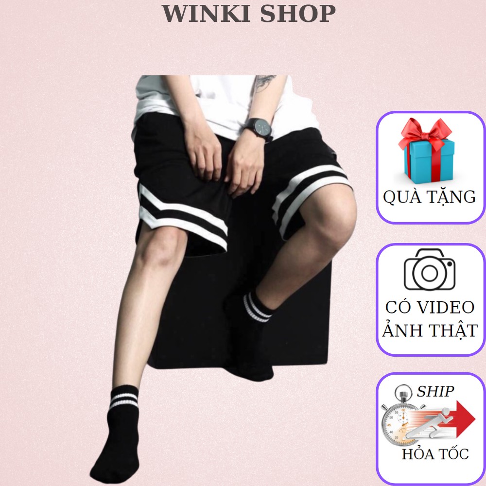 Quần đùi chữ V,Quần short unisex nam nữ phong cách ulzzang WINKI