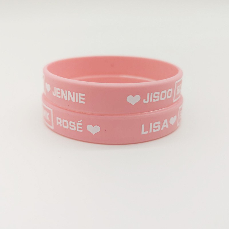 Vòng tay silicon Blackpink Lisa Jisoo Jennie Rose lắc tay cao su dễ thương trắng hồng
