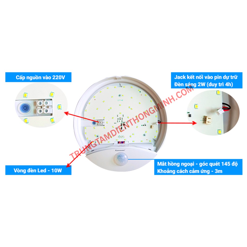 Đèn cảm ứng ốp trần cao cấp tích điện PS329A (10W)