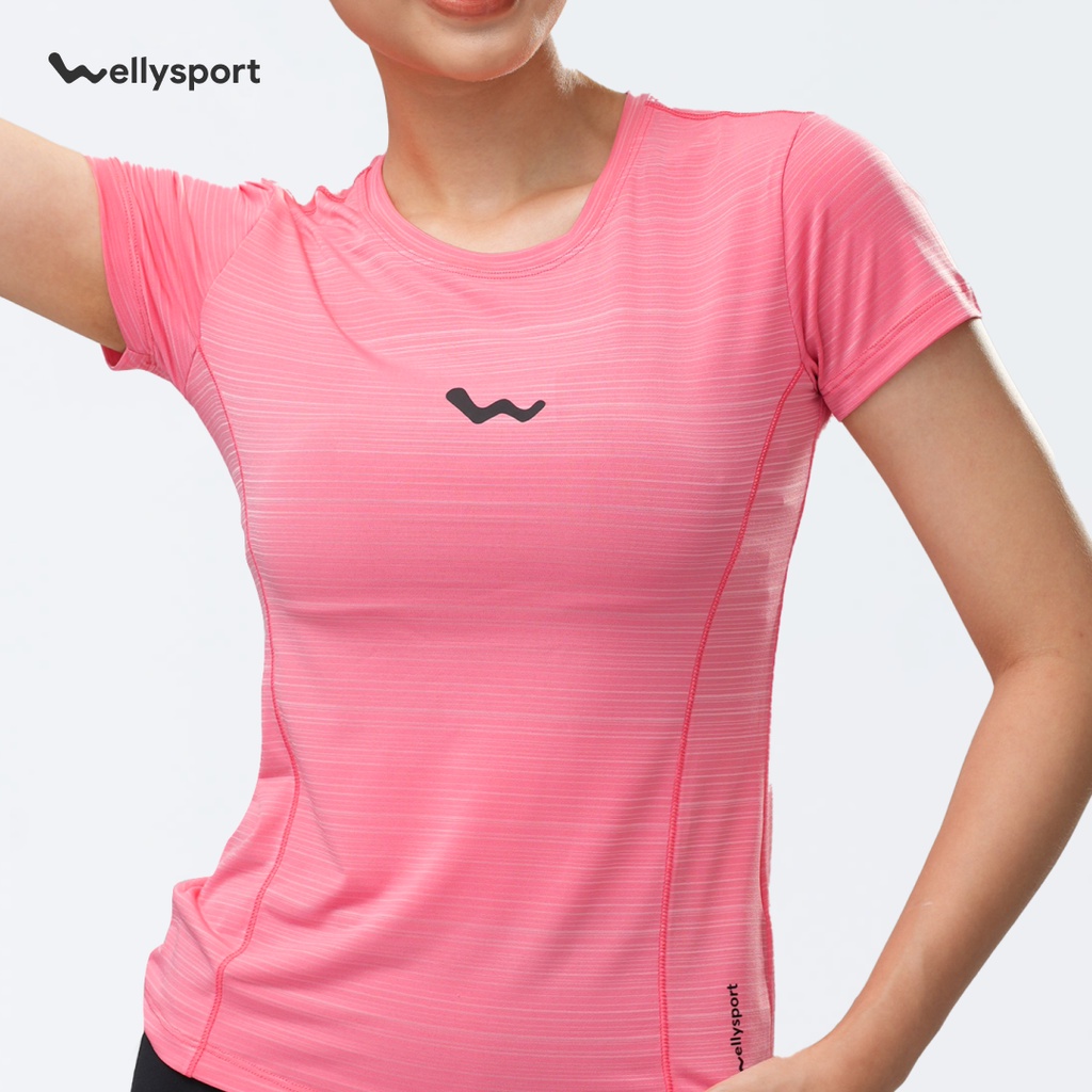 Áo Thun Nữ Thể Thao Cổ Tròn Logo, Welly Sport, Màu hồng san hô, Mã ANCTLG01