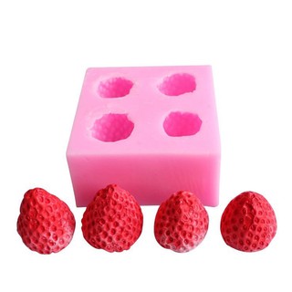 Khuôn silicon quả Dâu Tây đổ làm bánh rau câu 4D