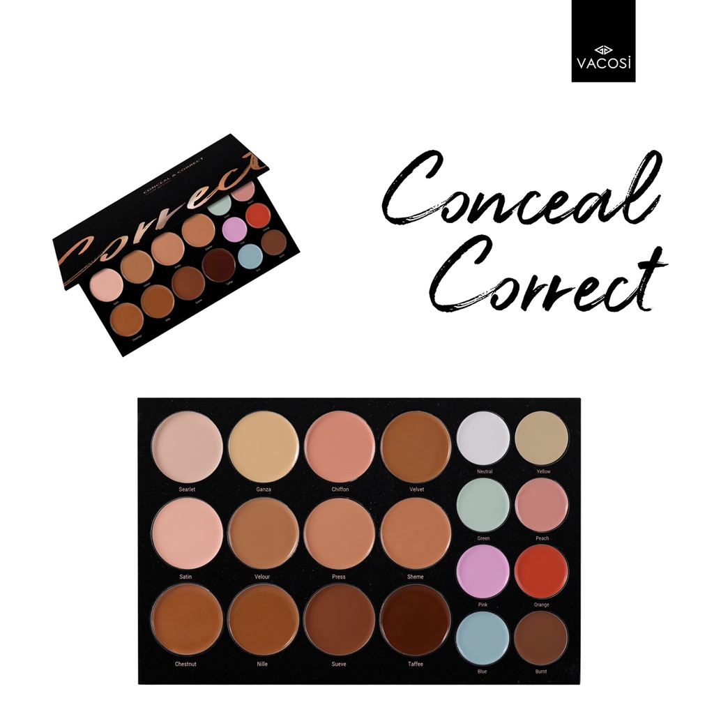 BẢNG CHE KHUYẾT ĐIỂM VÀ CHỈNH MÀU CHUYÊN NGHIỆP VACOSI 20 Ô - 20CC CONCEAL & CORRECT | BigBuy360 - bigbuy360.vn