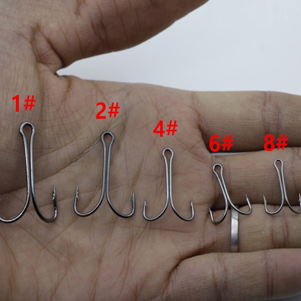Sharp Perforated Size 1 2 4 6 8 Carbon Steel Durable Head Double Fishing Hook