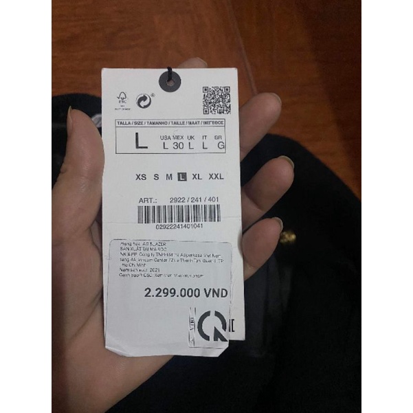 Áo dạ zara size L mẫu new onl web