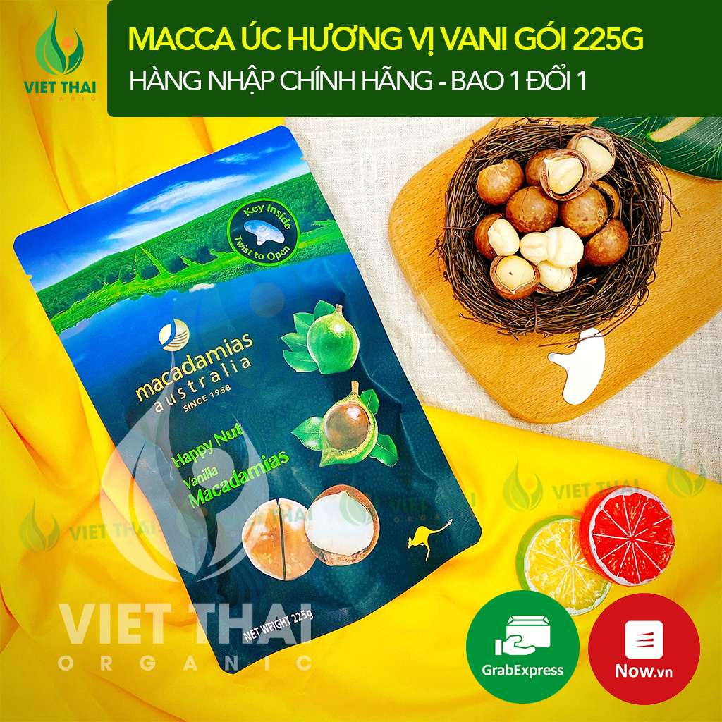 [MỚI VỀ] Macca Úc nứt vỏ hương Vani béo ngậy thơm giòn cực ngon (gói 225g)