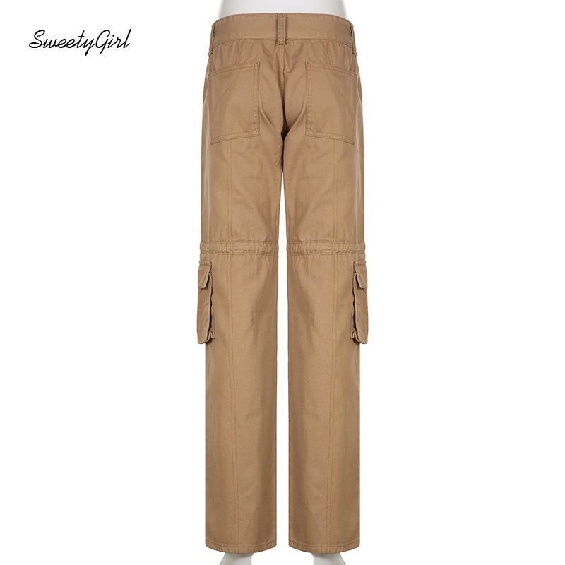 Quần jean ống suông Lưng Thấp Phối Túi Màu Trơn 2022 Thời Trang Cho Nữ