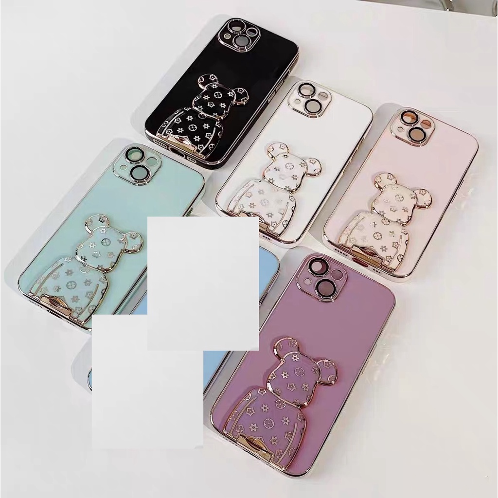 Ốp Điện Thoại Mềm Mạ Điện Hình Gấu Cho Iphone 13 pro max 12 pro max 11 pro max xs max xr x 7plus