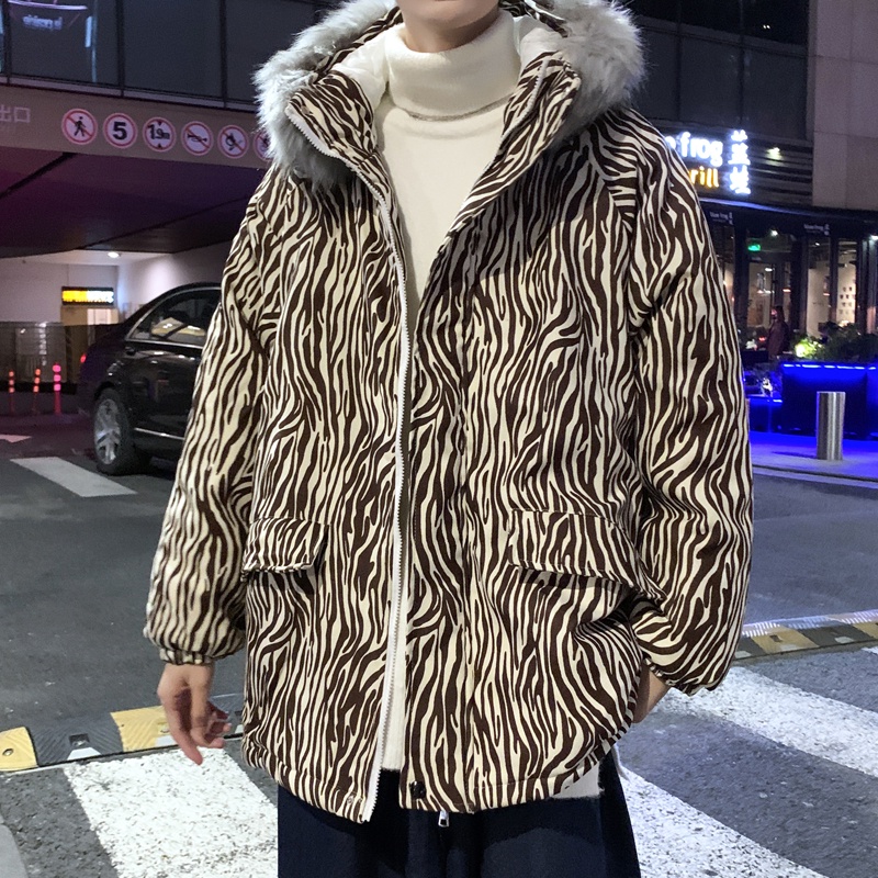 Áo phao nam có mũ kẻ sọc form rộng thời trang hiện đại